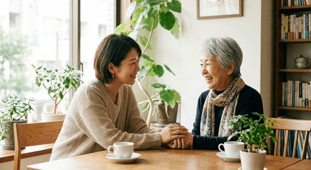 優しく話を聞くスタッフ